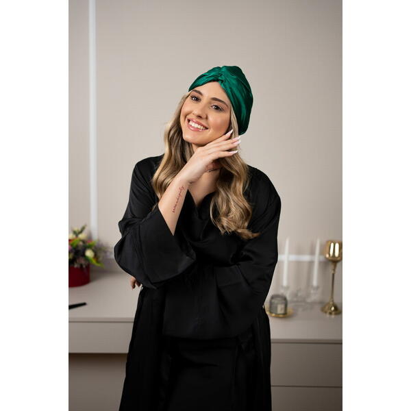 Silkd Turban matase verde smarald